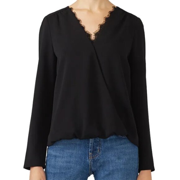 Cooper & Ella Black Livia Wrap Top, Small, Black - Picture 2 of 8